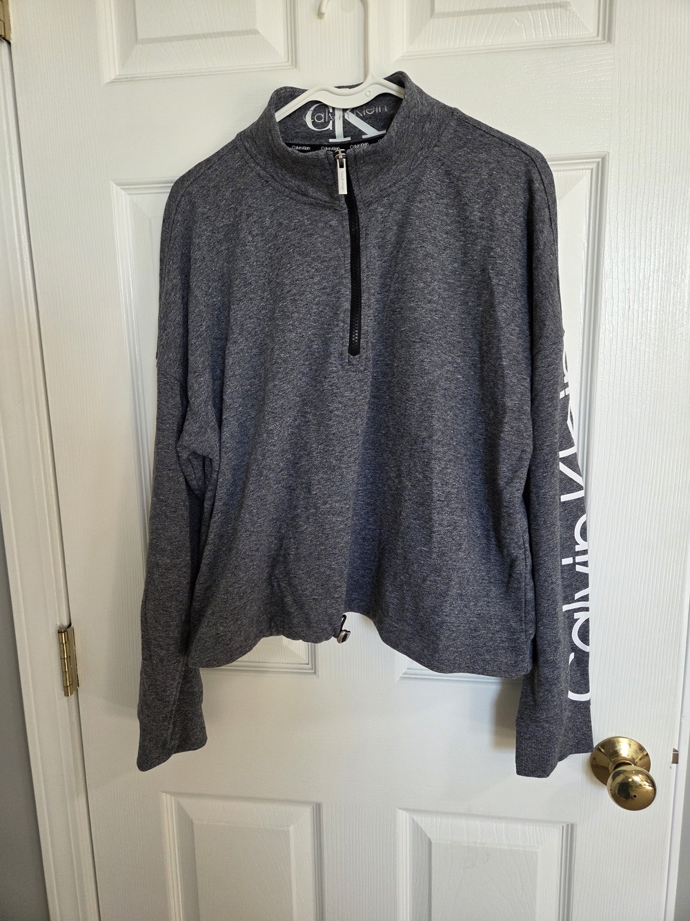 Calvin Klein Women’s Grey Quarter-Zip Pullover Sweater